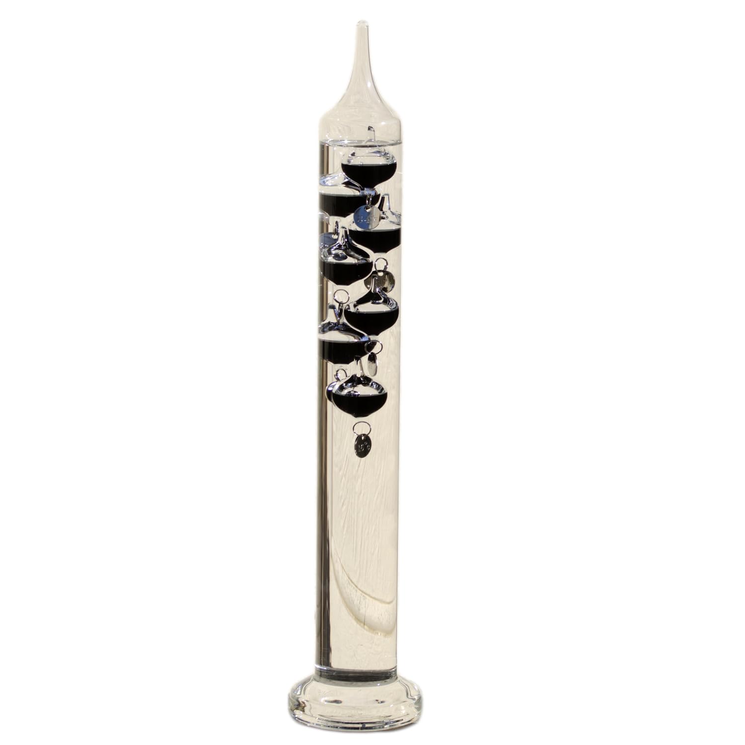 Tall Glass Galileo Thermometer, 40cm, Clear, Floating Bulb Temperature Gauge, 18°C to 26°C, Home or Office Decor, Gift Box Included