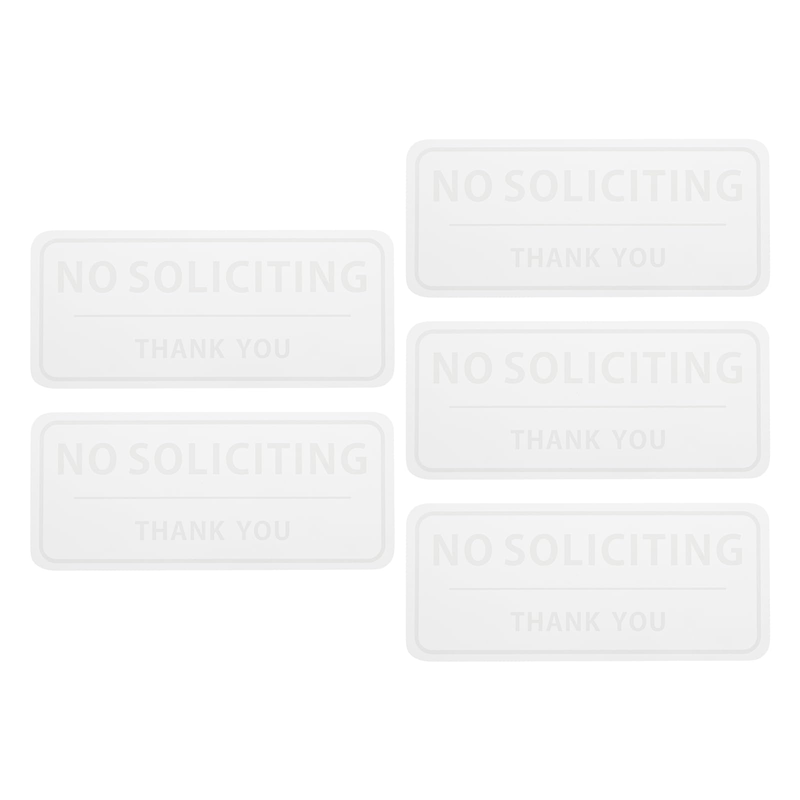 Briny River 5 Pieces No Soliciting Sign 3''x7'' Door Window Waterproof Sticker for Home Business Indoor Outdoor Glass Wall Clear