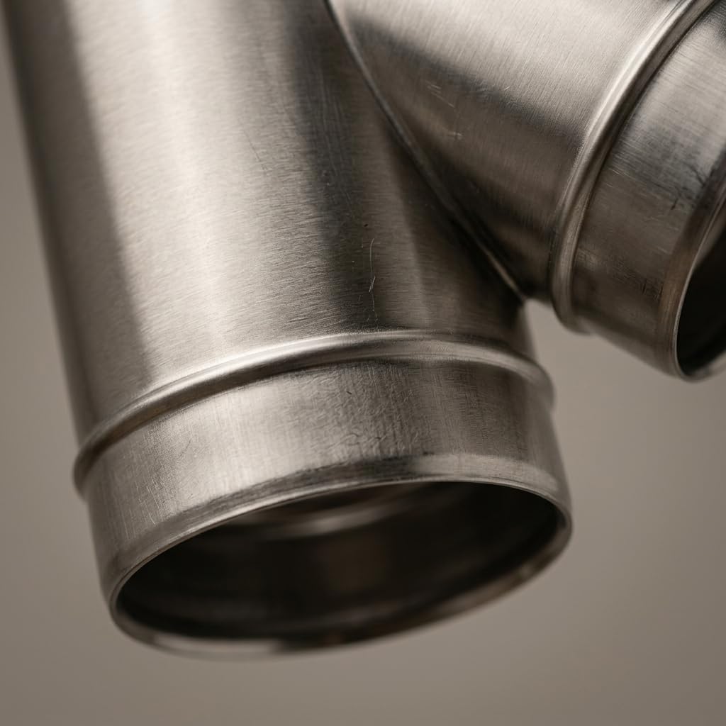 MAKA Raccordo a T 135° Ridotto per Canna Fumaria in Acciaio Inox, Braga con Codolo Ridotto per Stufa a Pellet (Ø 230, codolo Ø 80, AISI 304)