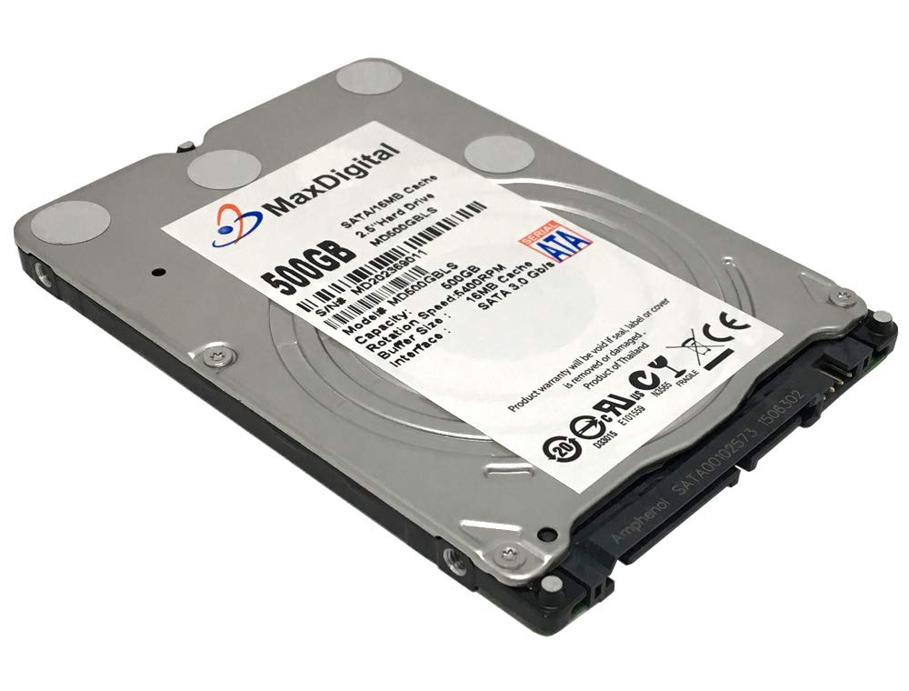 MaxDigitalData500GB 8MB Cache 5400RPM SATA 6.0Gb/s (7mm) 2.5" Notebook Hard Drive (MD500GLSA854S) - 2 Year Warranty