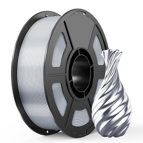 ⚡ IEMAI Silk PLA+ 3D Printer Filament 1.75mm, High Gloss Shiny Texture, +/- 0.02mm Dimensional Accuracy, 1KG Spool (2.2lbs), Compatible with Most FDM Printers, Silk Silver