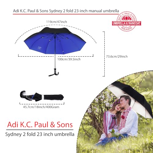 Image of Adi K.C. Paul & Sons Sydney 2 fold heavy duty 23-inch bigger size umbrella for men & women