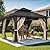 DWVO 10x10ft Hardtop Gazebo Double Roof with Nettings and Curtains, Heavy Duty Galvanized Steel Outdoor Vertical Stripes Roof for Patio, Backyard, Deck, Lawns, Brown