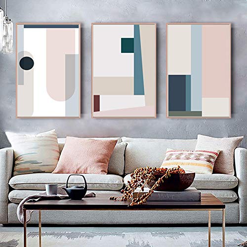 Toile impression scandinave grand format 70x100cm pour salon moderne sans cadre x3