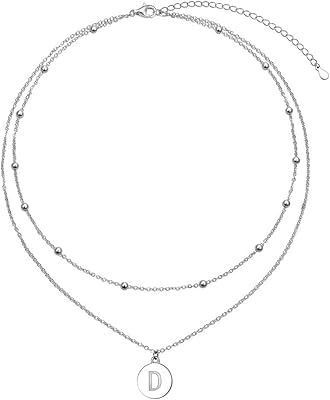 S925 Sterling Silver Layered Disc Pendant Choker Necklace Short Dainty Clavicle Necklace for Women Girls