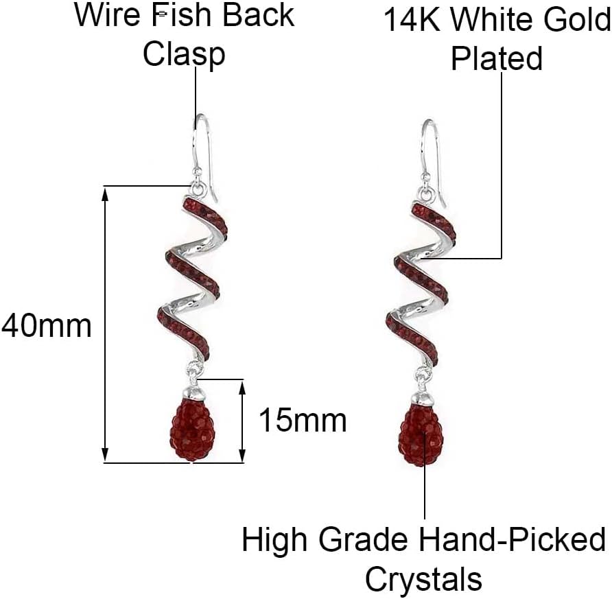 Savlano 14K White Gold Plated Spiral Shape Crystal Drop Dangle Earrings for Women, Comes with Savlano Gift Box - Image 3