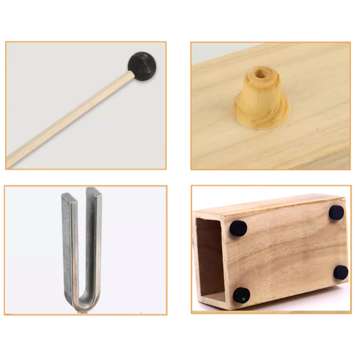 2-pcs Legierung Stimmgabel 440HZ Virbration Resonanz Stimmgabel experimentelles Kit mit Stimmgabel Klopfer und hölzerner Resonanz Box 18 cm*9.2 cm*5.4 cm (440HZ KITs)