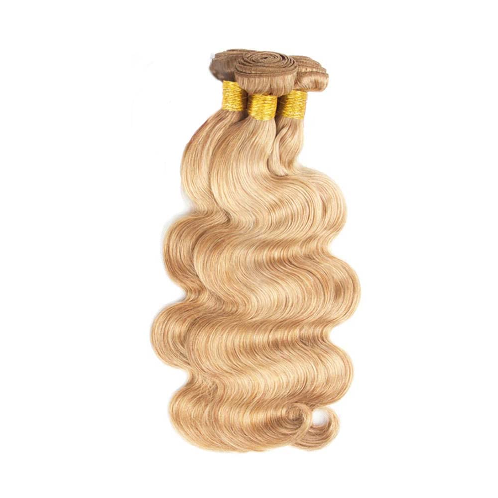Honey Blonde Bundles P27/613 Body Wave Bundles 12 12 12 inch Double Weft Blonde Body Wave Human Hair For Women Brazilian Virgin Remy Hair Extensions Weave