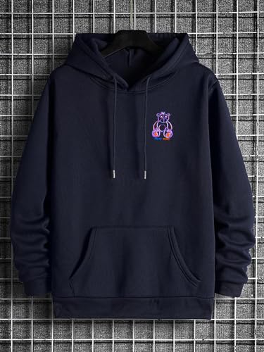 Image of Dagcros Hoodies Printed Fleece Lined Sweatshirts Casual Athletic Workout Pullover with Kangaroo Pocket for Men's