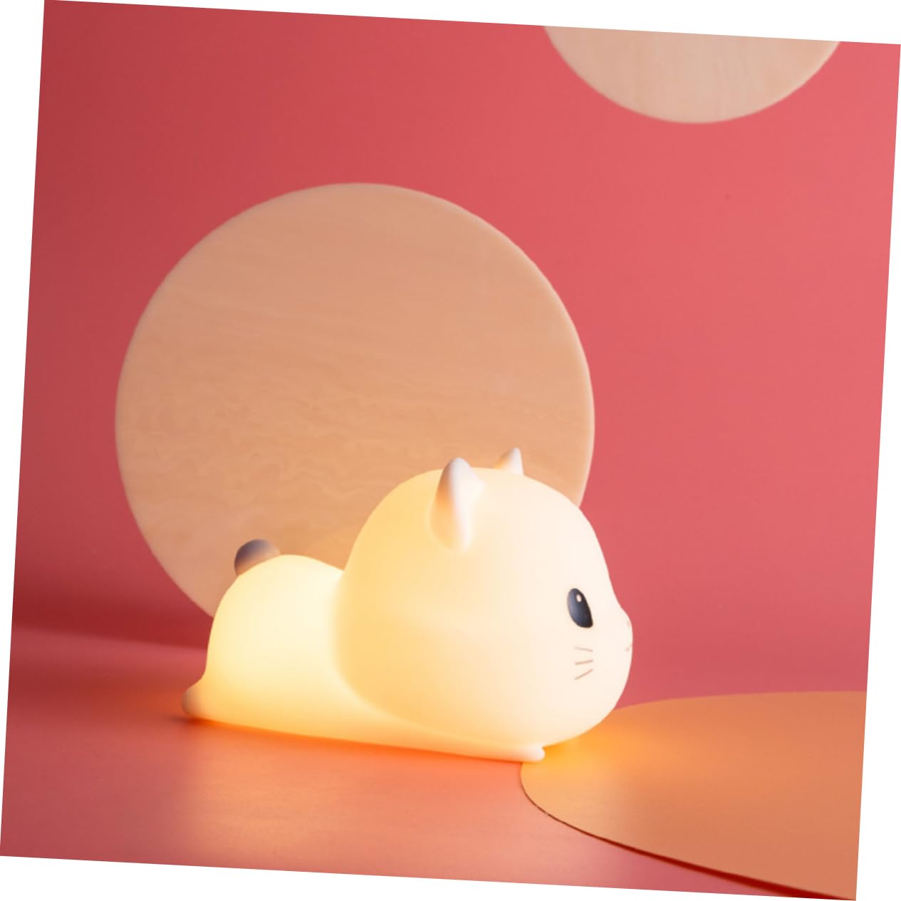 DOITOOL Luz Nocturna de Silicona para Dormitorio Diseño de Gato Adorable Luz de Dormir Control Táctil USB Pequeña para Mesilla de Noche
