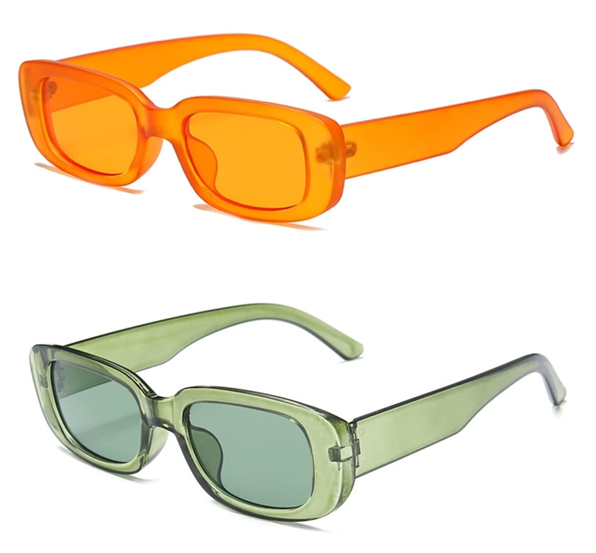 IKANOORetro Rectangle Sunglasses for Women Men Small Square Frame Trendy Y2K 90’s Black Sunglasses