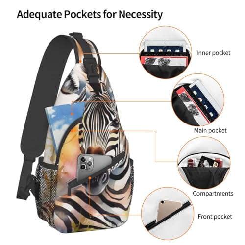 Bolso tipo bandolera unisex con estampado acuarela cebra miniatura 4
