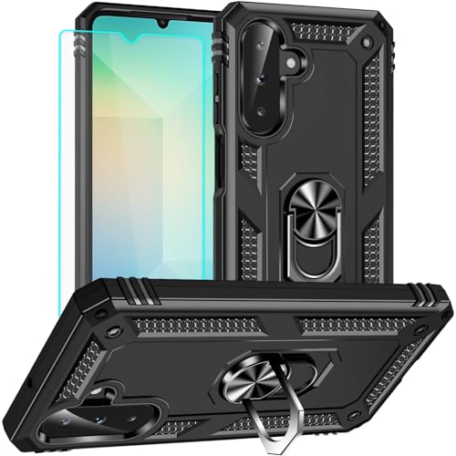 Coque Samsung A26 antichoc de qualité militaire avec béquille et protège-écran noir