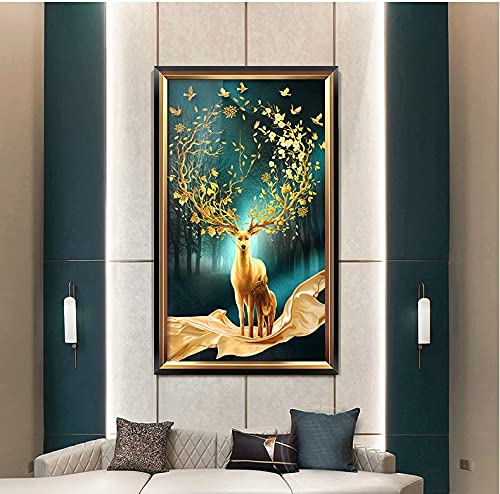 Broderie diamant kit complet plein wapiti sur toile artisanale grand format 50x140