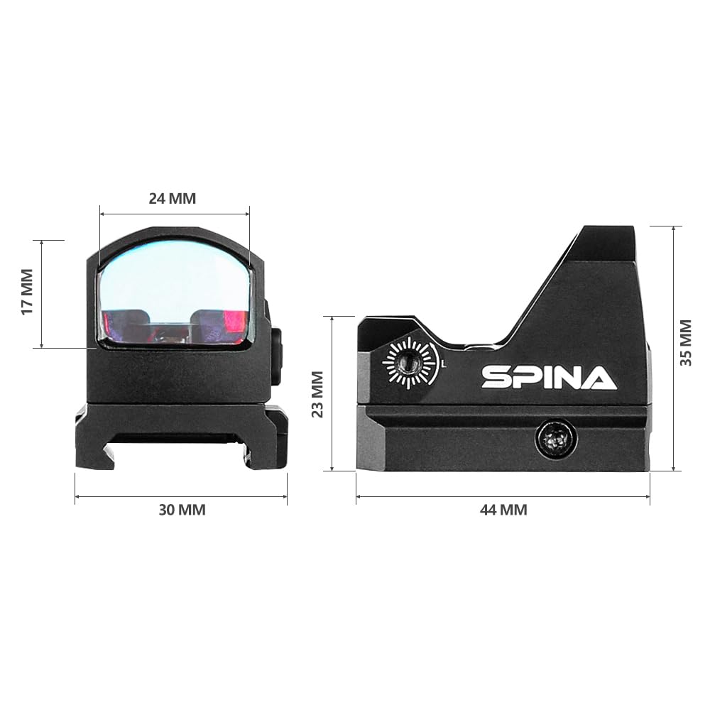 SPINA OPTICS Tactical 1x17x24 Red Dot Sight 3MOA Reflex Sight with 20mm Mount for Airsoft