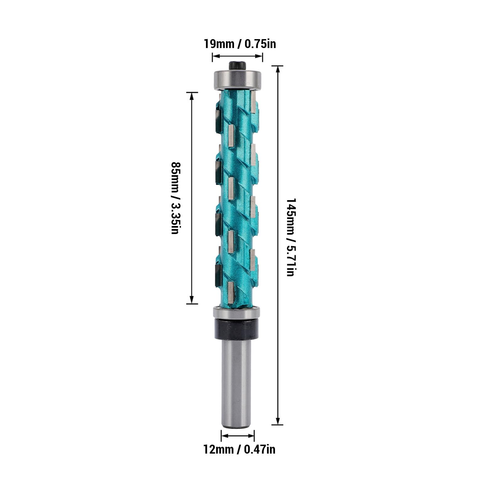 Flush Trim Router Bit, 12mm Shank Double Bearing Spiral 85mm Length Spiral Cutting Router Bit for Woodworking Trimming, Cutting