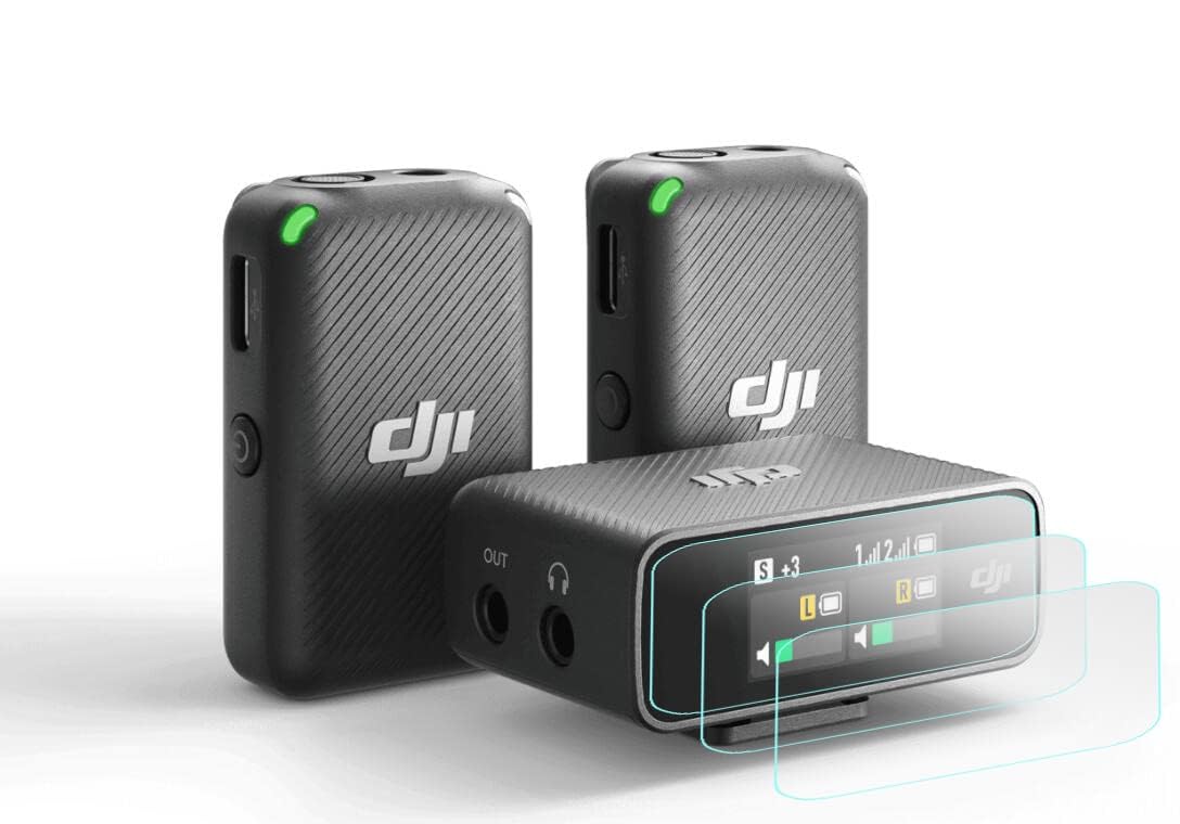 eWINNER 2 Pack MIC Screen Protector compatible with DJI MIC Wireless Microphone/Ultra-Clear Anti-Scratch Bubble-Free Tempered Glass Cover for DJI Wireless Microphone