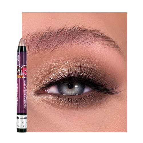 Champagne Gold Shimmer Eyeshadow Stick, Pearlescent Brown Cream Eye Shadow, Bronzer Glitter Eyeshadows Pencil Crayon Brightener Pen, High Pigmented Eyeliner, Smooth Color for Makeup
