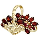  Brosche Korb 333 Gold 13 Granate Granatbrosche Granat Anstecknadel Anhänger gold