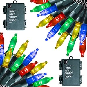 FUNPENY Battery Operated Christmas Lights, 2 Pack 16FT 50 LED 8 Modes Waterproof Fairy Lights, Christmas Decorations for…