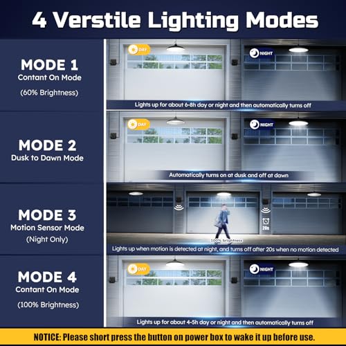 Image of Solar Shed Lights Indoor Outdoor, 3200LM Motion Sensor Pendant Light Daytime Available with Remote & Button Control, IP65 Waterproof 4 Lighting Modes for Barn Garage Gazebo Chicken Coop Shop - 1 Pack
