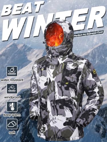 Image of QPNGRP Mens Waterproof Fleece Ski Jacket Windproof Winter Snow Coat