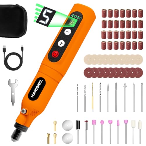 Hanibnel Mini Cordless Rotary Tool Kit with Digital Display - 5 Speed 18000RPM, 71-Piece Accessories Type-C Rechargeable Mini Rotary Tool for 3D Printing Crafts, DIY, Jewelry Making, Woodworking