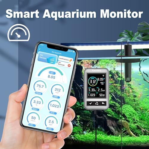 Image of Kactoily Smart Aquarium Monitor with WiFi, All-in-One Salinity Tester for Saltwater Aquarium, Water Tester for Fish Tank with Real-Time Alerts