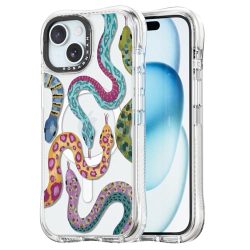 Rosarnnah for iPhone 15 Case Aesthetic Clear, Snake