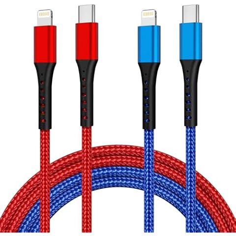 USB C to Lightning Cable 2 Pack 3FT Apple MFi Certified Fast Charging Lightning Cable Nylon Braided iPhone Charger Cord Compatible iPhone 14 13 12 11 Pro Max Xr Xs 8 and Multi-colored Lightning Cables Cover