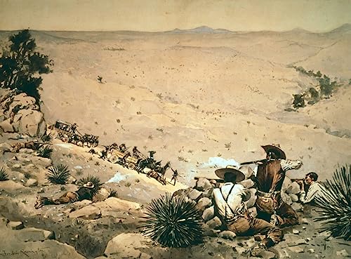Cuadro de pintura sobre lienzo El atraco, obra clásica de Frederic Remington, 60x90cm