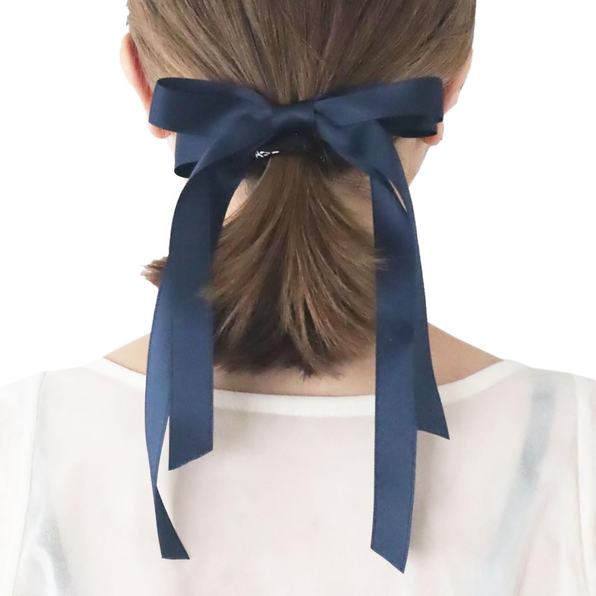 No.15リボンヘアゴム⭐︎ハンドメイド☆サテン☆ネイビー No.15リボンヘアゴム⭐︎ハンドメイド☆サテン☆ネイビー 【公式通販】