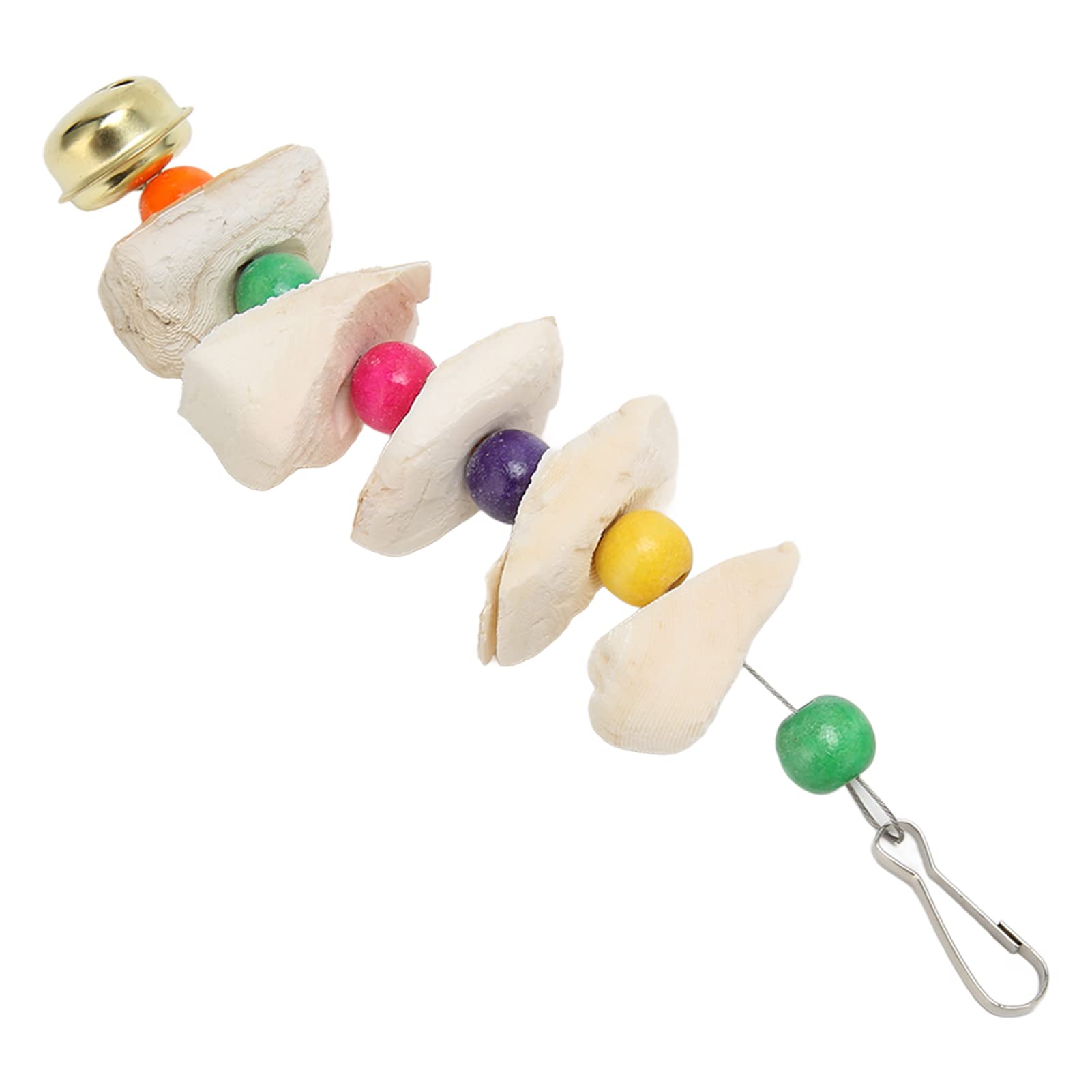 Juguetes para Masticar Pájaros para Loros - Sepia Natural Colorida con Campana para Rechinar los Dientes y Suplemento de Calcio - Material Seguro y Fácil de Instalar (M)