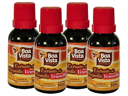Conjunto com 4 Extrato de Própolis Vermelha de Alagoas-Brasil. 30ml. Contém álcool de cereais.