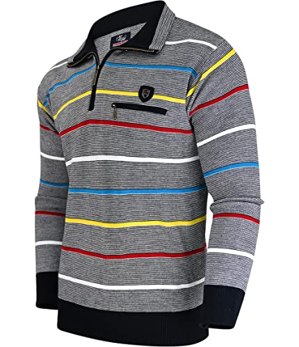 Soltice Sweatshirt voor heren, lange mouwen, poloshirts, gebreide wintertrui, gemêleerd gestreept van katoenmix (M tot 3XL) - Image 8