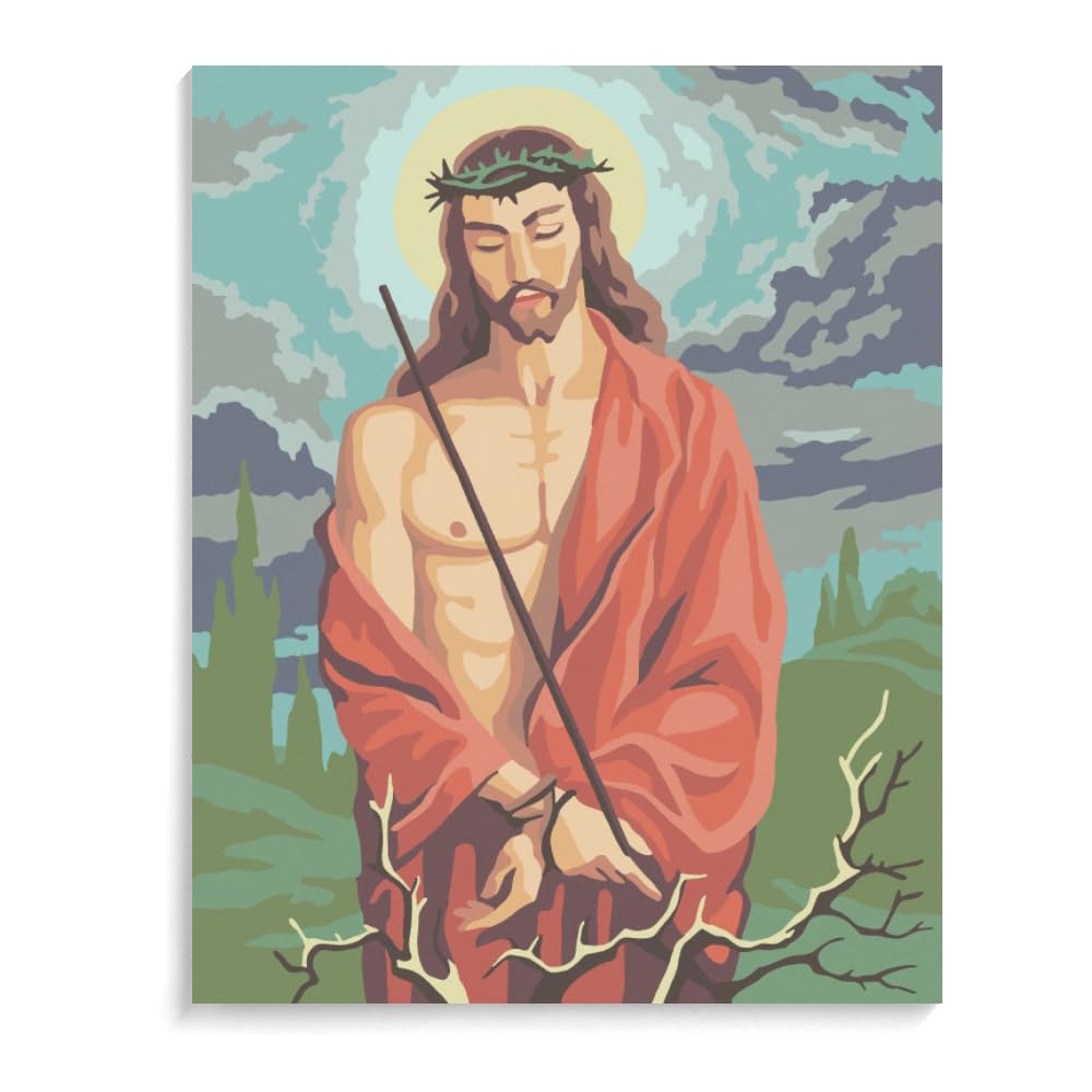 ZHXXFD Malen Nach Zahlen – Jesus Landschaft, 40x50 Cm, Leinwand-Set Für Erwachsene