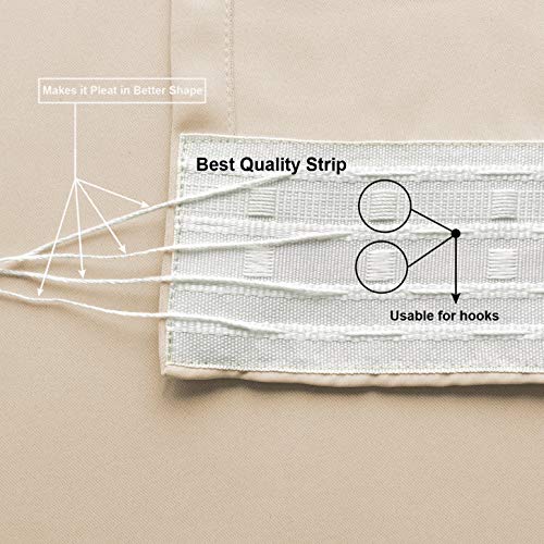 Imperial Rooms Blackout Curtains for Living Room - Pencil Pleat Cream Bedroom Curtains 90x90 Drop Inch Thermal Insulated Super Soft Black Out Kitchen Curtain Pair Panels with Tiebacks - Image 5