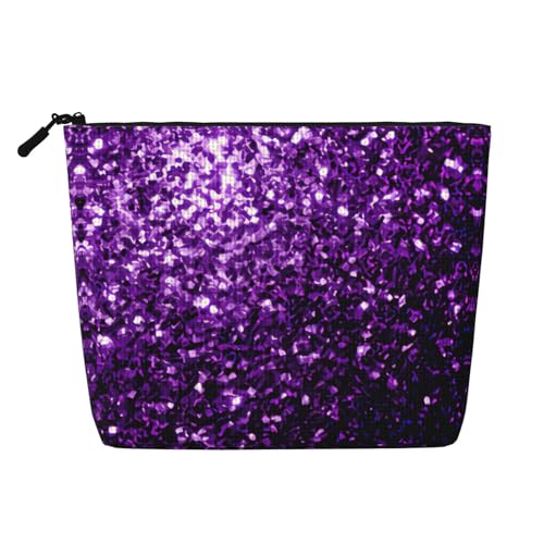 Belle pochette de voyage violette à paillettes pour femme, grande capacité, pour usage quotidien, organiseur à fermeture éclair
