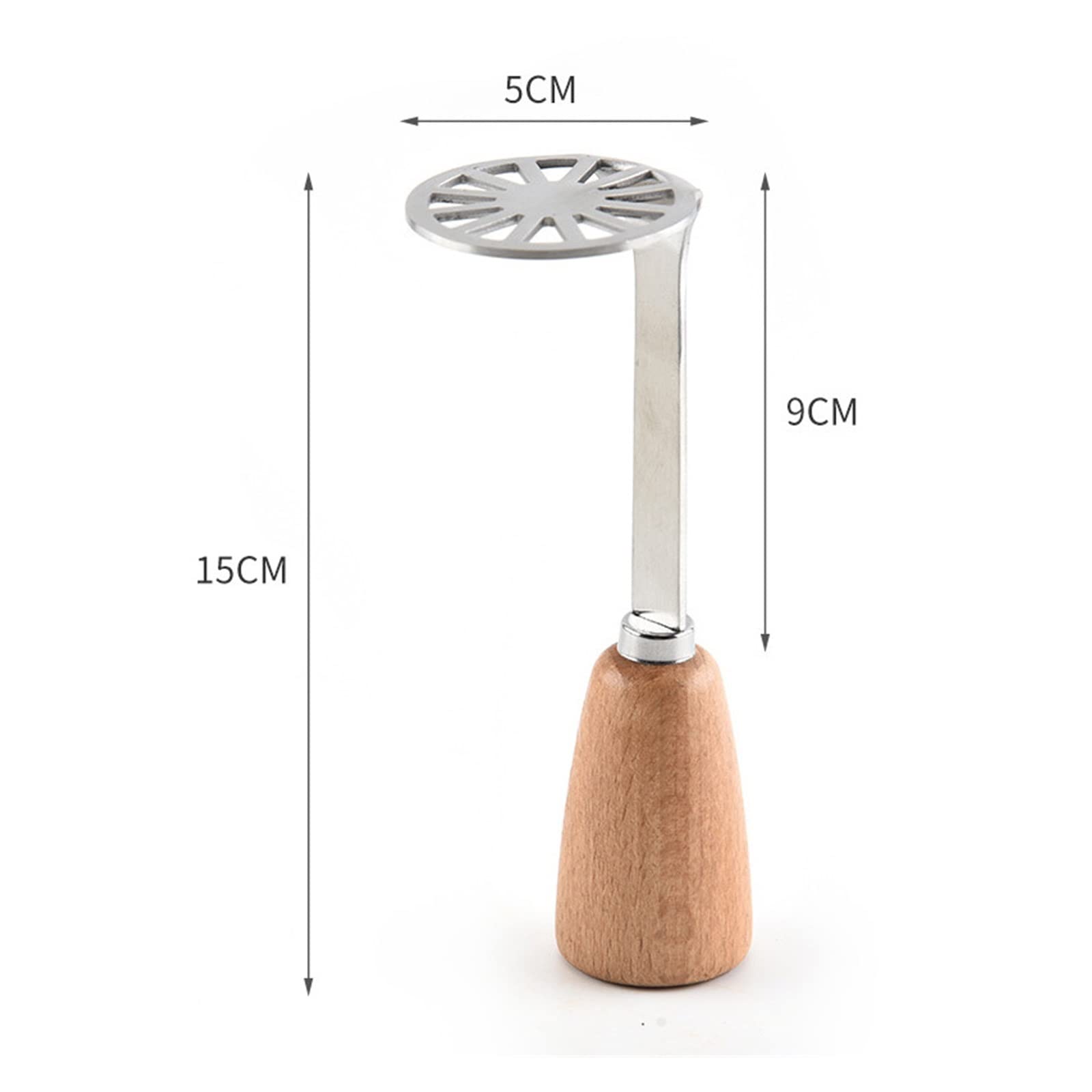masher Edelstahl-Kartoffelstampfer mit Holzgriff, Multifunktions-Kürbis-Bananen-Püree-Schlammpresse, Küche, Lebensmittelzerkleinerer, Kochutensilien, Stampfer
