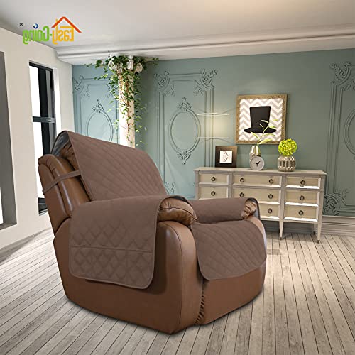 Image of Easy-Going Sofa Slipcover Waterproof Oversized Recliner Chair Cover Non-Slip Fabric Couch Cover for Living Room Washable Furniture Protector for Pets Kids Children Dog Cat (Large Recliner, Brown)