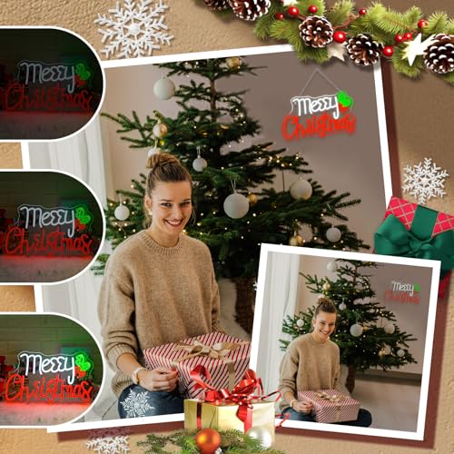 Image of ineonlife Christmas Window Lights Merry Christmas Sign LED Light Bar Neon Signs for Wall Decor Holiday Party Home Bar Decoration Neon Light for Wall Decor Festival Celebration