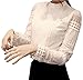 Smile fish Women Hollow Out Back Zipper Lace Long Sleeve Elegant Blouse(US0-US12) (US 14/Tag Size 5XL, White)