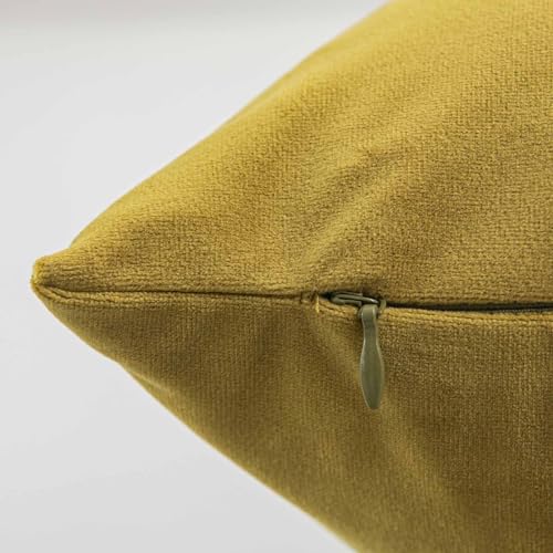 Image of JUSPURBET Olive Velvet Throw Pillow Covers 22x22 inch Set of 2 for Living Room Couch Sofa Bedroom Decorative Square Solid Soft Cushion Cases with Invisible Zipper