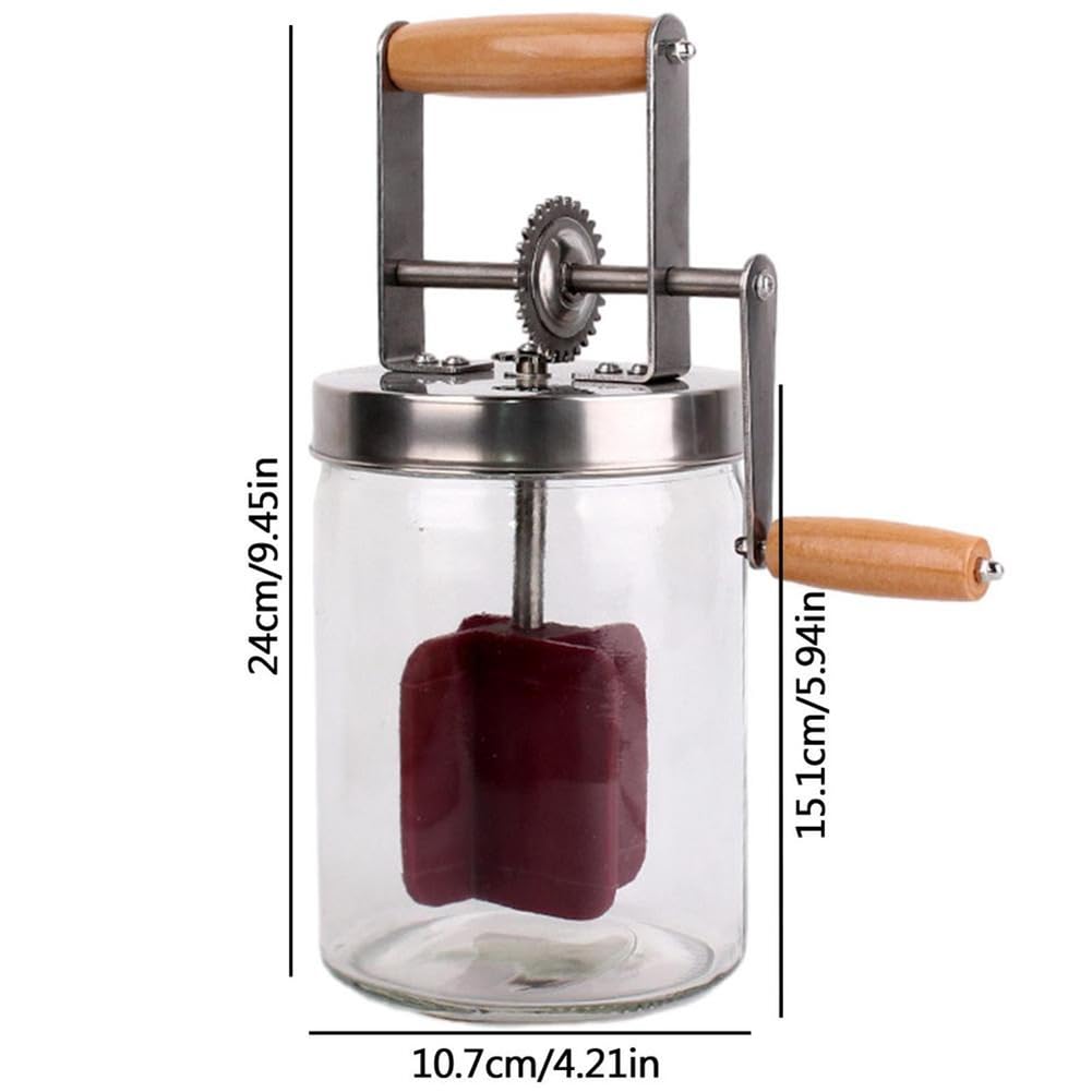 Buttermaschine mit Handkurbel, Manuelle Buttermaschine, Sahnemixer, Silikon-Lebensmittelrührwerkzeug, Einmachglas, Küchenzubehör, 1 L