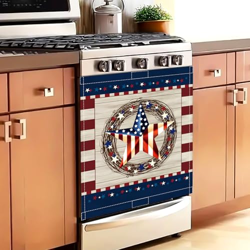 Image of 4th of July Dishwasher Magnet Cover, American USA Flag Patriotic Decor Dishwasher Magnetic Covers 250th Anniversary Summer Dishwasher Magents Covers Refrigerator Sticker Fridge Panel Decal