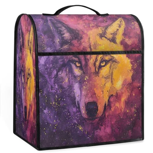 Coffee Maker Cover Abstract Wolf Kitchen Appliance Covers Small Appliance Covers Blender Cover Juicer Cover Dust Covers for Kitchen Appliances with Top Handle and Pockets,Washable,C593