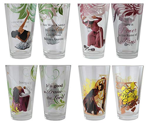 African American Expressions - Praise Dancers Drinking Glass Set (17 oz. Glass, 5.75