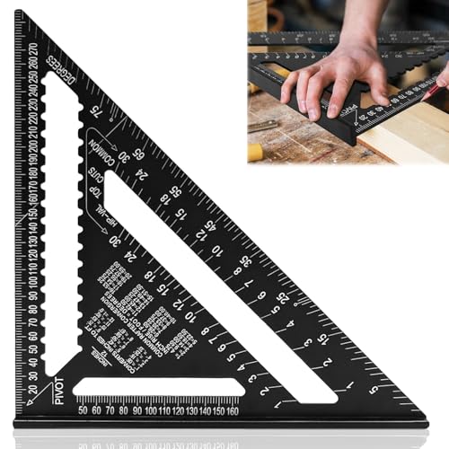 Équerres de charpentier, 12 pouces Règle triangulaire en alliage d'aluminium, peut être utilisé pour les dessins de conception, la coupe directe, la conception décorative, la mesure d'angle