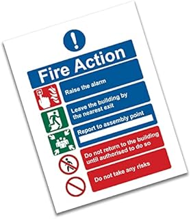 Rigid 2 mm Acrylic Fire Action Notice Sign - 15 x 20 cm Ideal Sized Fire Safety Signs