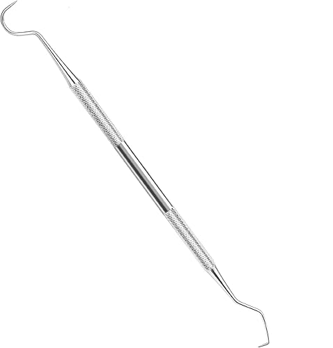 Rascador profesional para tarter dental, 100% acero inoxidable, gancho de doble cara y púa en ángulo, herramienta de escultura de cera y arcilla, 1